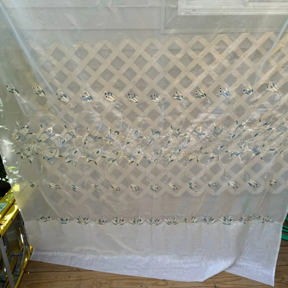 Vintage Embroidered Curtain Panel
